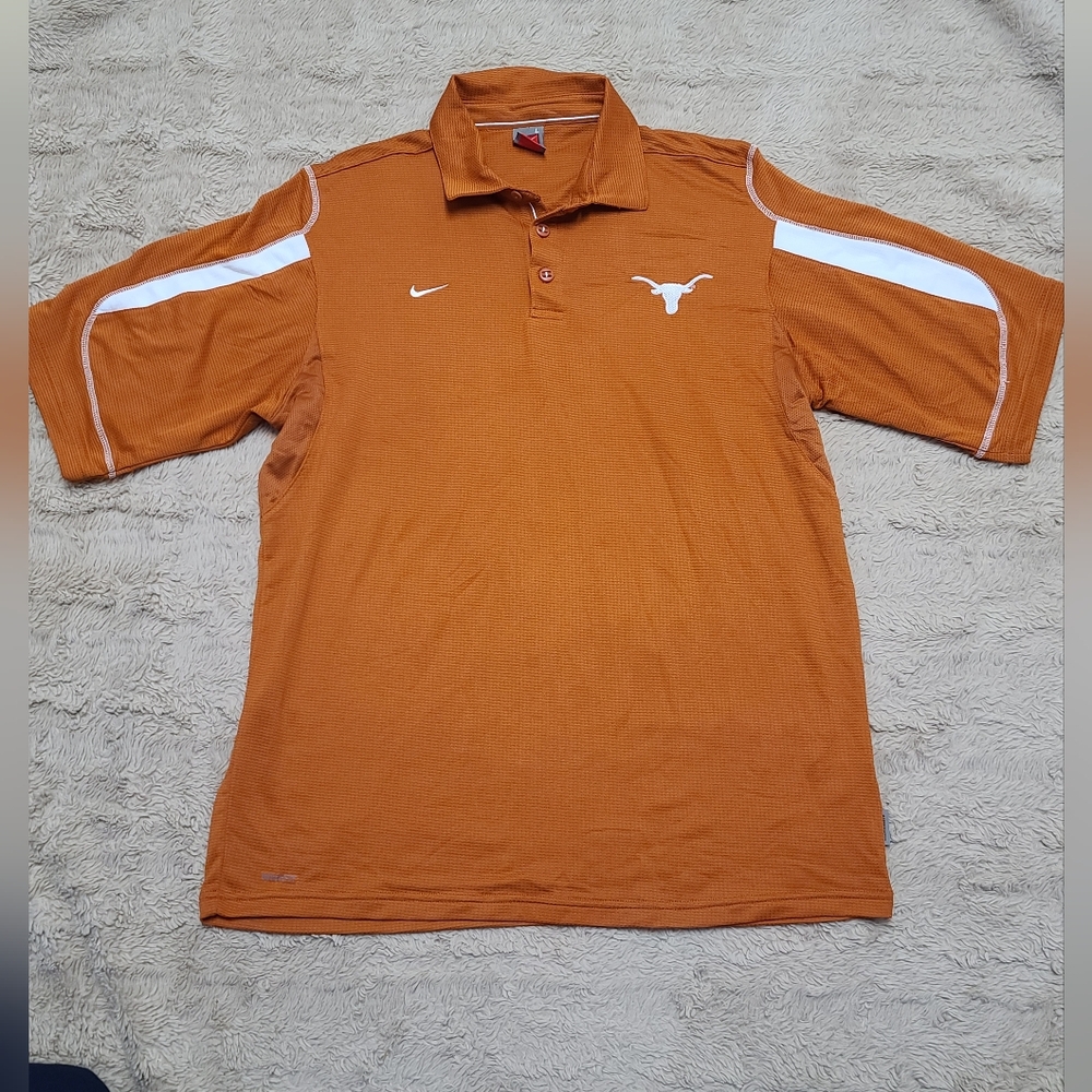 Nike Texas Longhorns Men’s Orange Polo with White Accents, Size Large